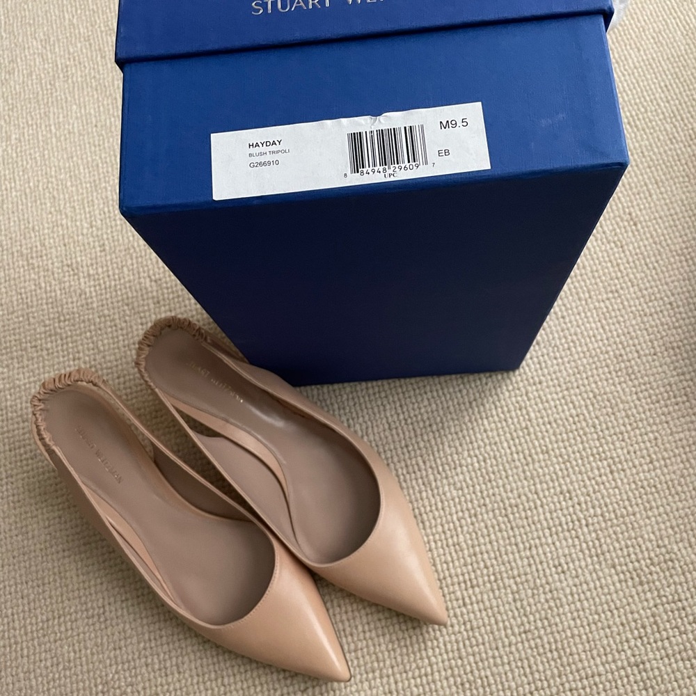 Stuart Weitzman Hayday nude leather sling backs Size 9.5